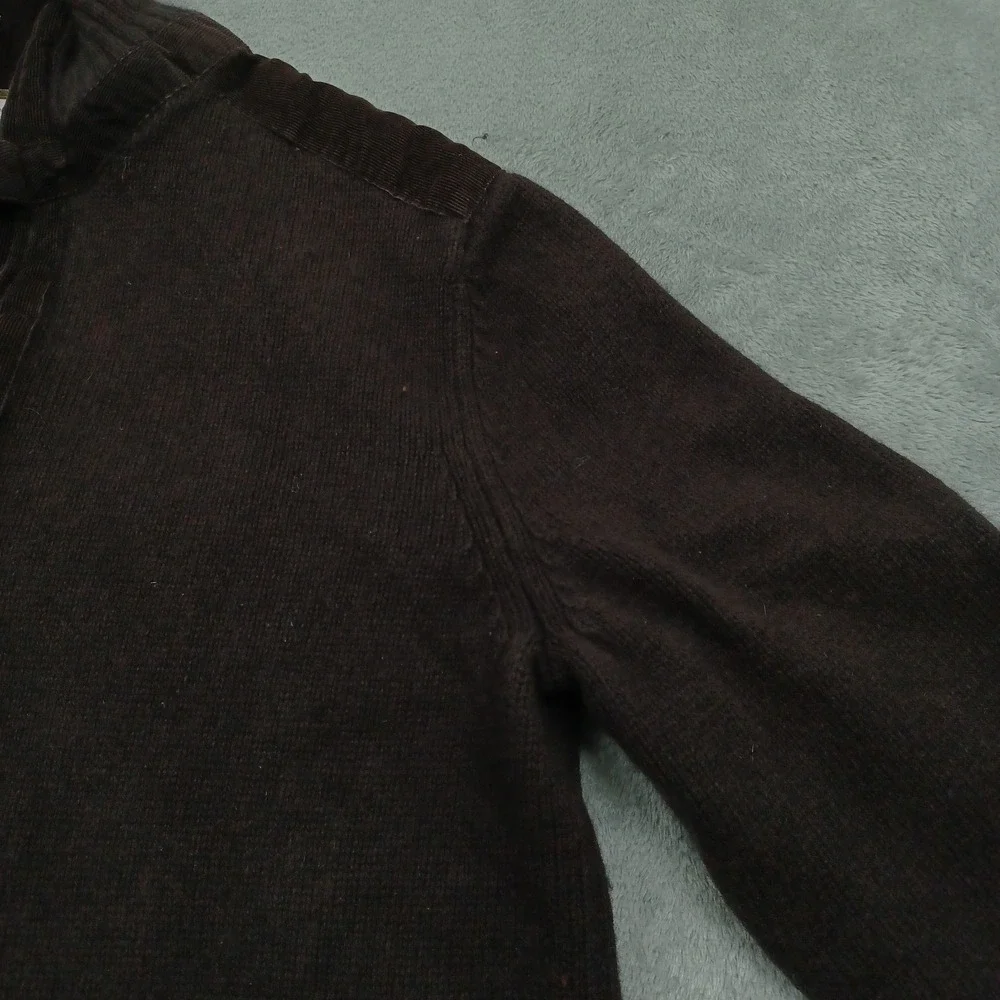 Banana Republic Sweater Mens Large Brown Knit Full Zip Pockets Angora‎ Cotton